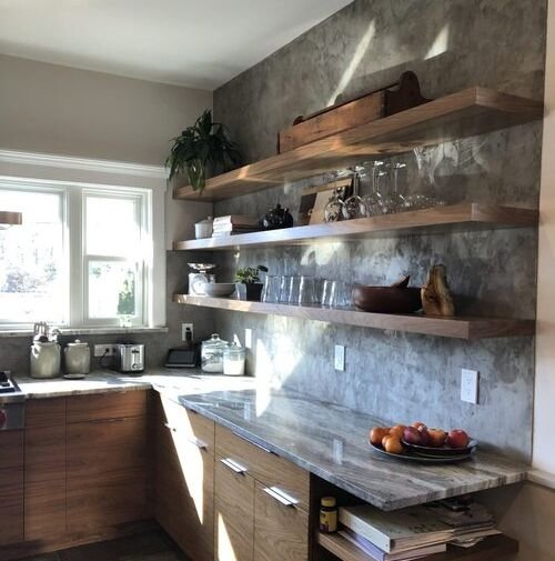 Stained concrete backsplash